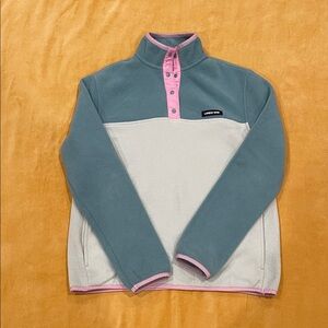 Lands' End Fleece Pullover in Teal and Light Pink